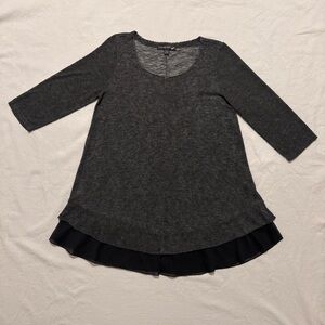 Women’s Size Large Living Doll LOS ANGELES Grey and Black 3/4 Sleeve Tunic Top